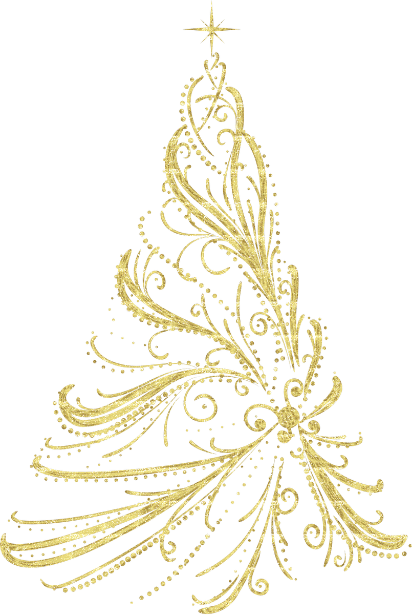 Gold Merry Christmas Tree Transparent