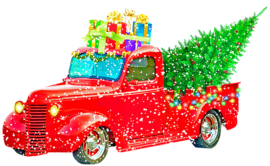 Red Truck Kerst PNG HQ Photo