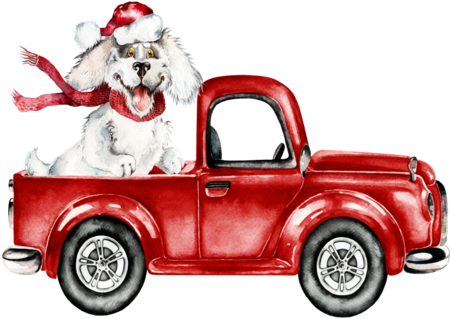 Red Truck Christmas PNG Photo HQ