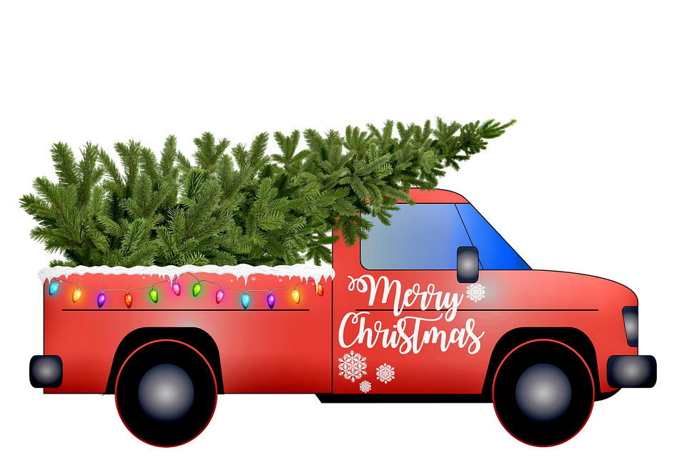 Red Truck Christmas PNG Pic HQ