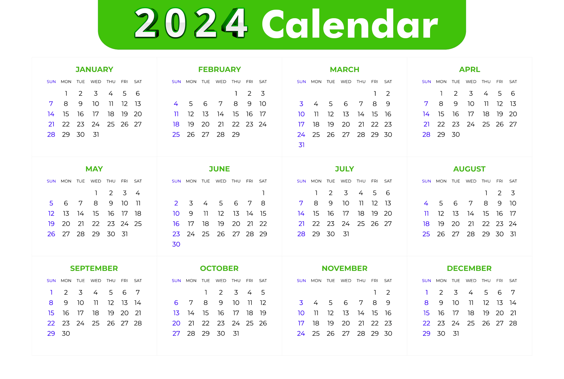 2024 Calendar PNG Free Download