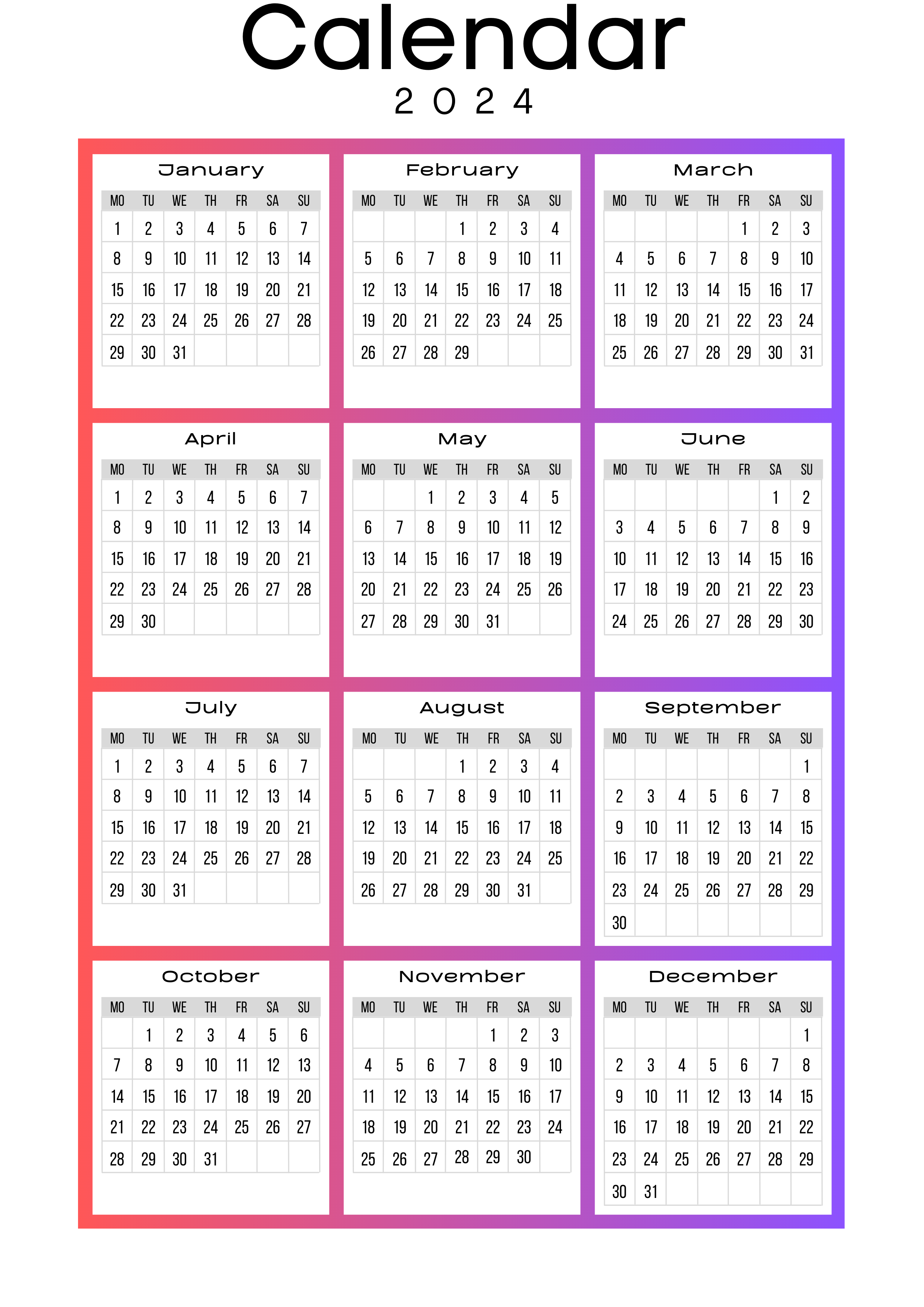 2024 Calendar PNG HQ Photo