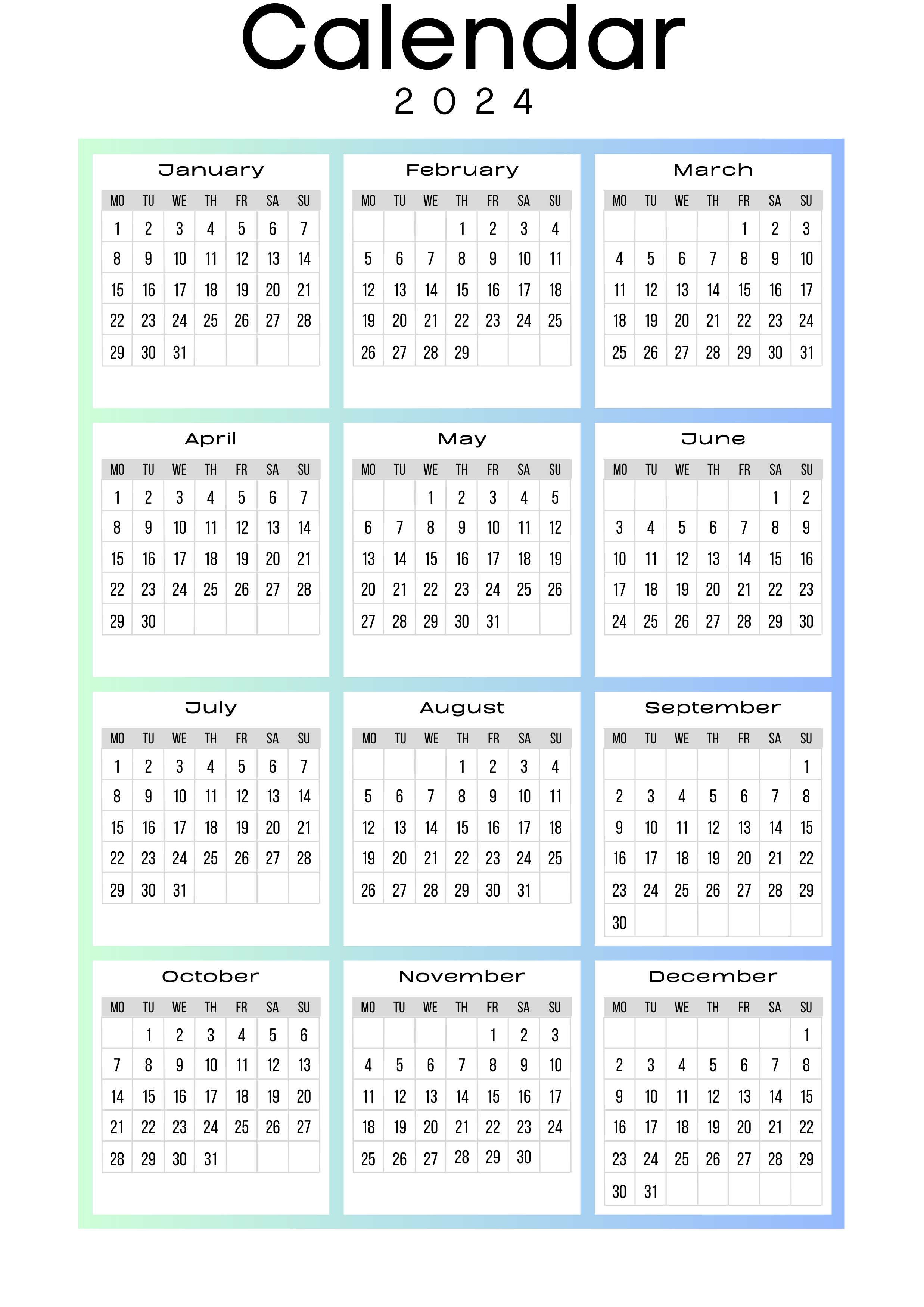 2024 Calendar PNG Photo HQ