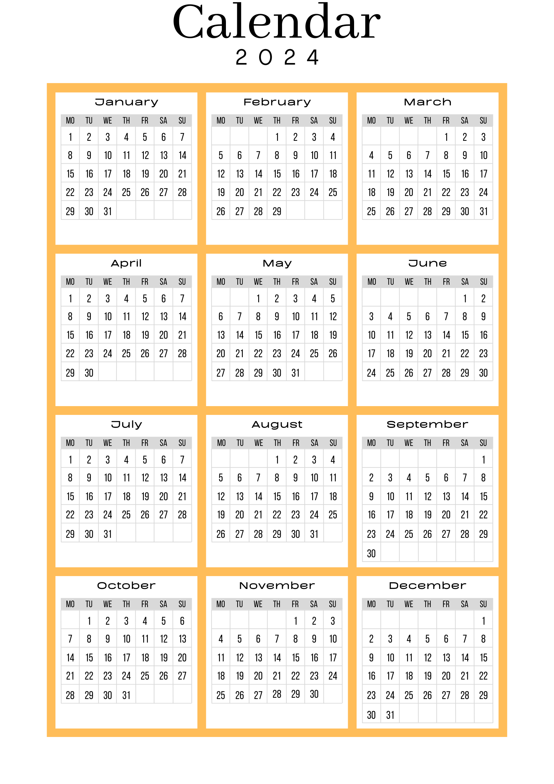 2024 Calendar PNG Photo