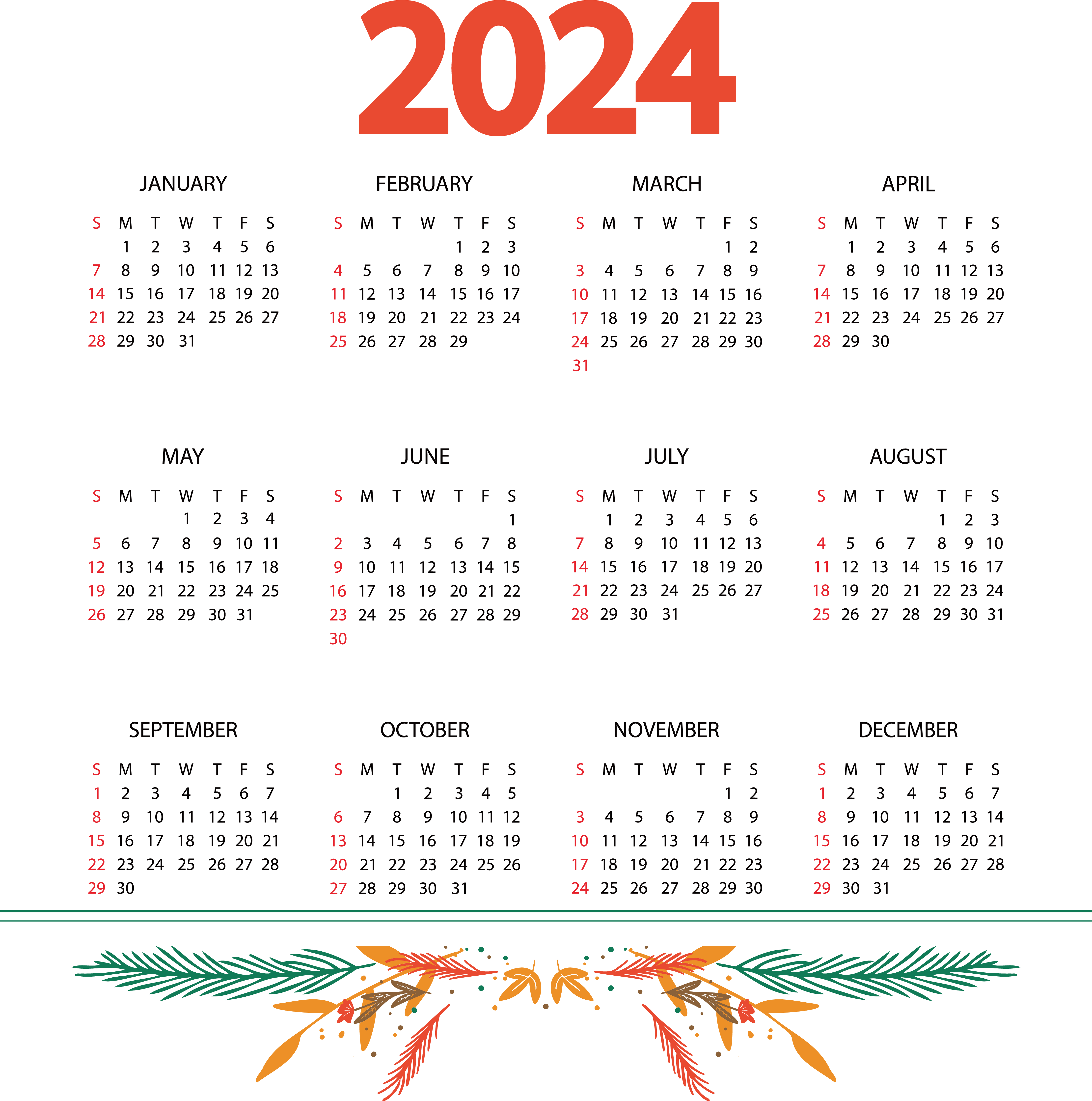 2024 Calendar PNG Pic
