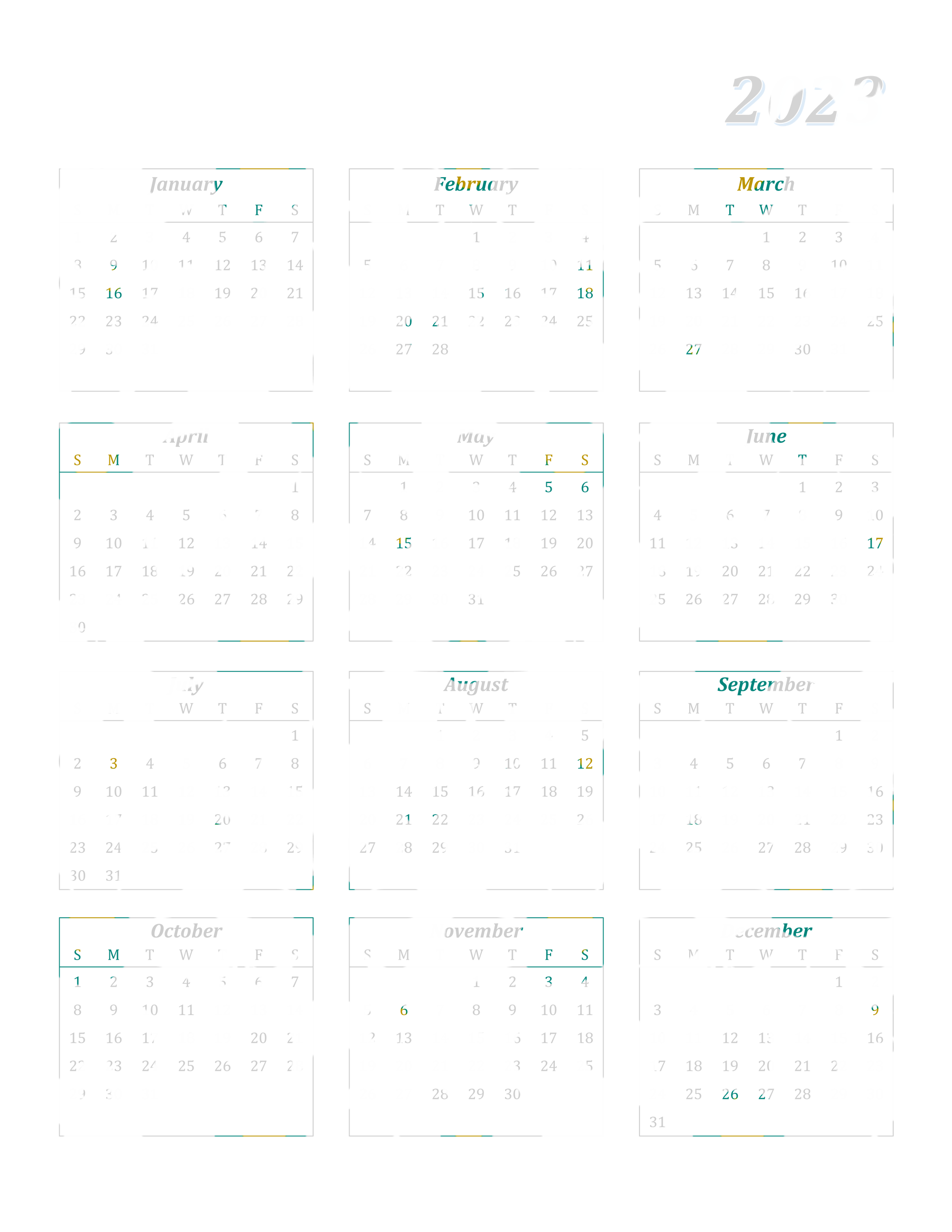Vector Calendar 2023 Free PNG Image
