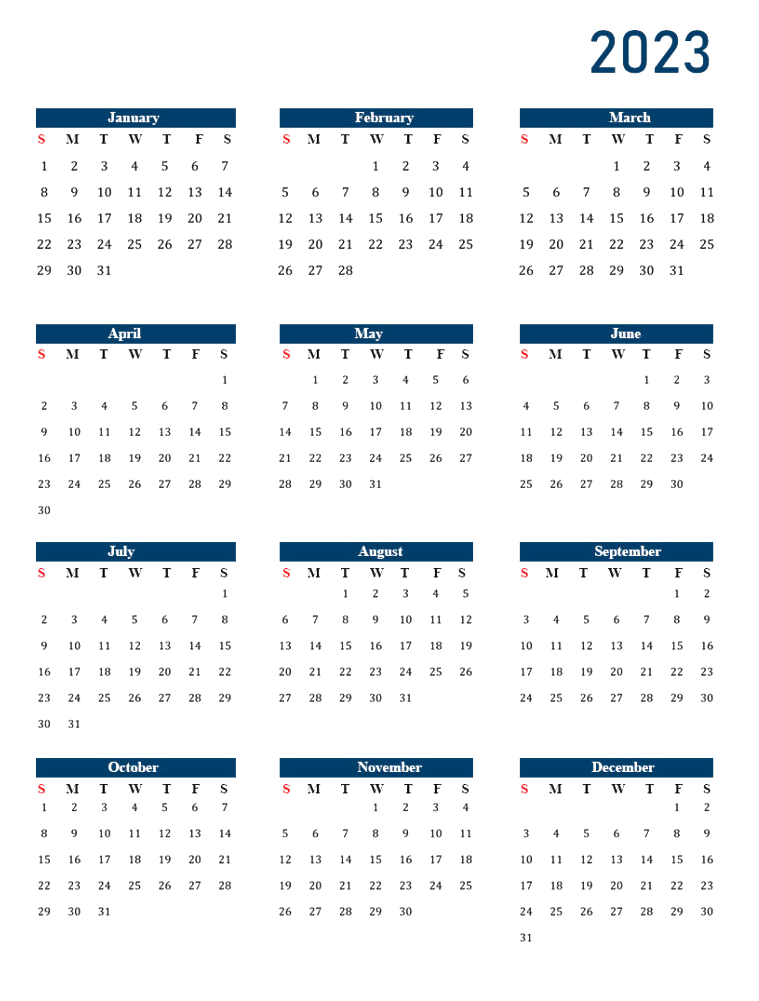 Vector Calendar 2023 PNG Pic