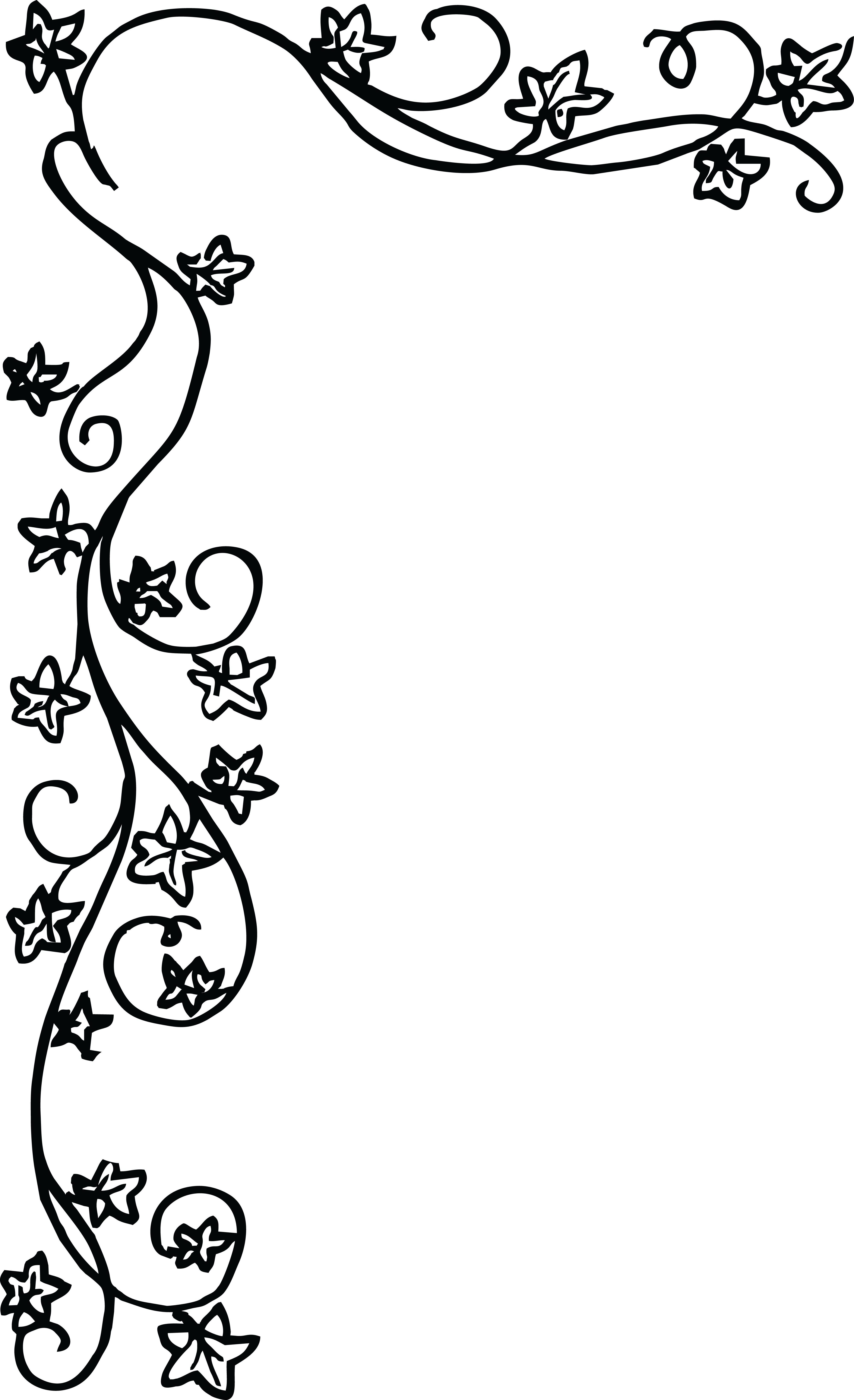 Imagem transparente de PNG de borda floral preta