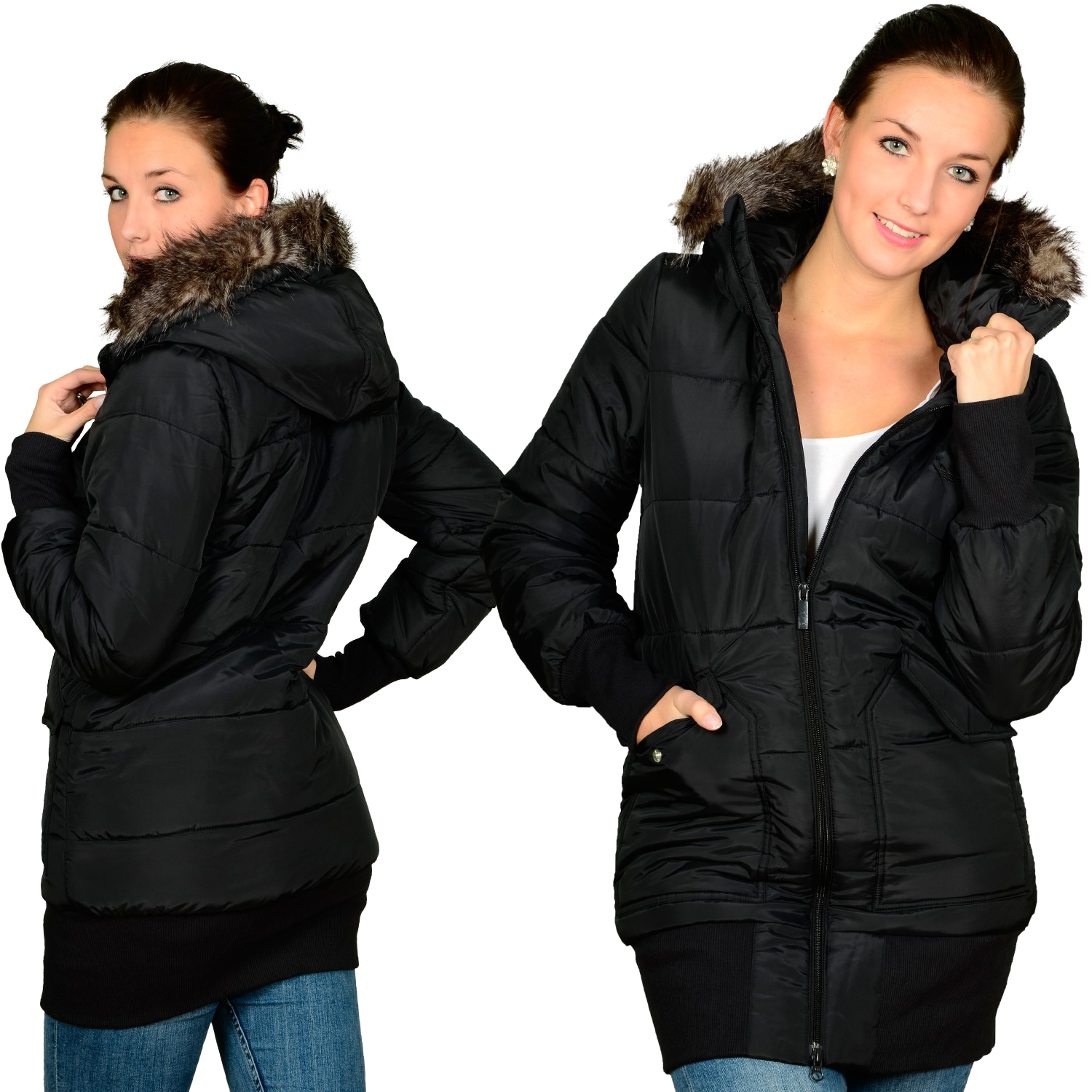 Black Winter Jacket For Women PNG Free Download