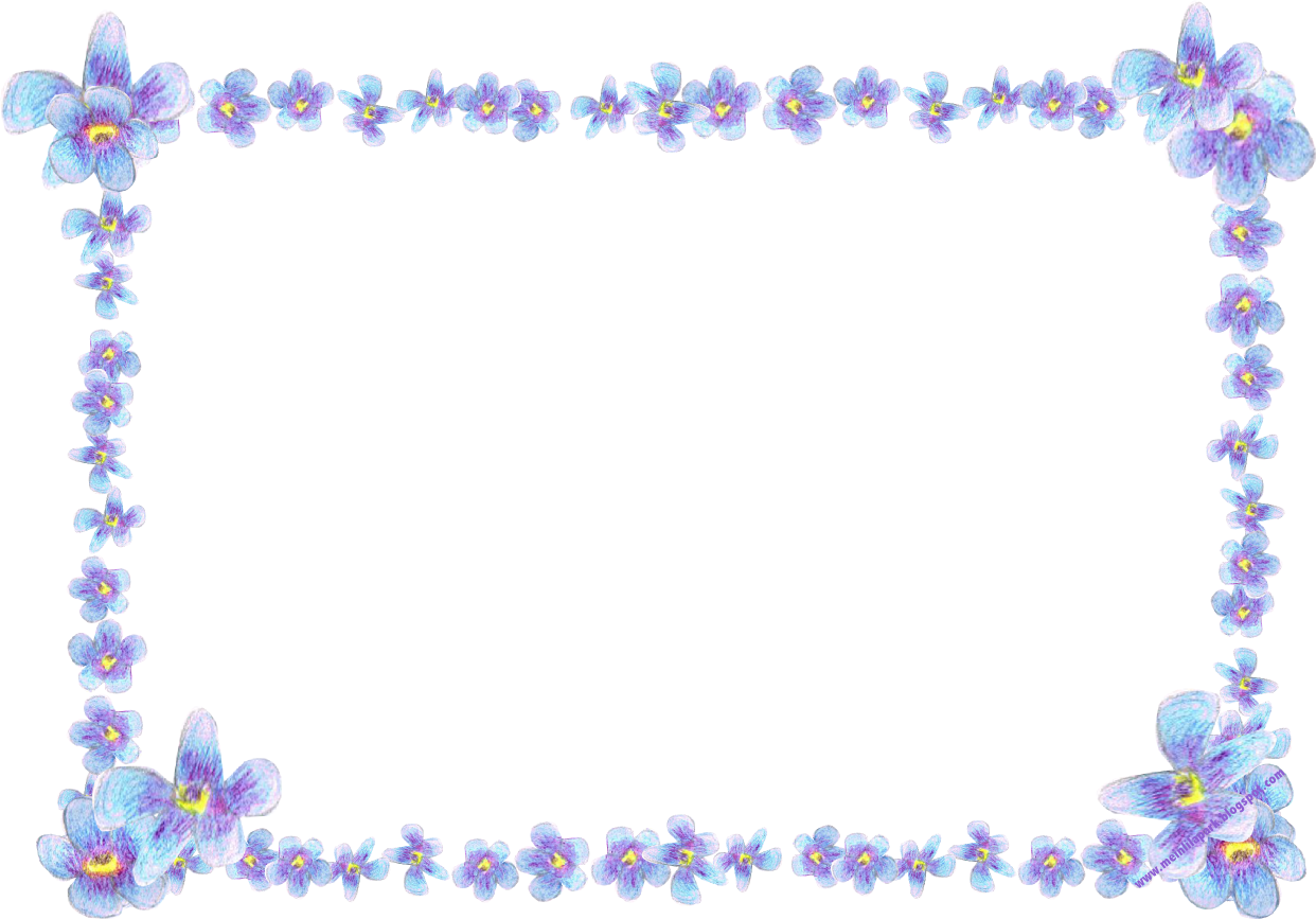 Blue Floral Border PNG Télécharger limage