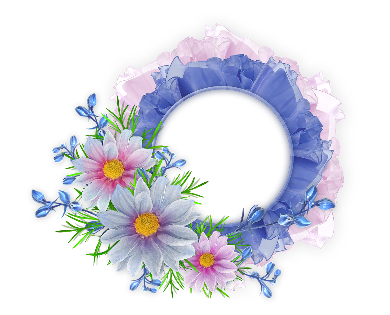 Bleu floral frontière PNG image
