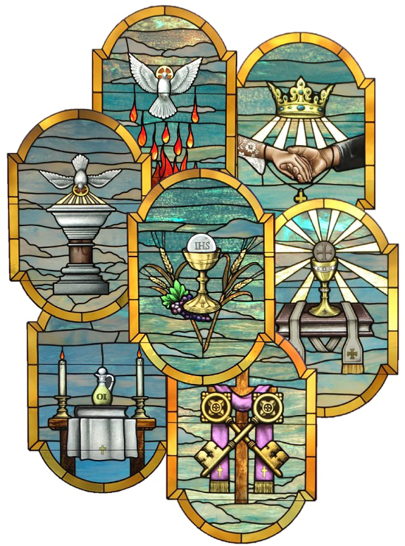 Katholiek gebrandschilderd glasvenster PNG-beeld