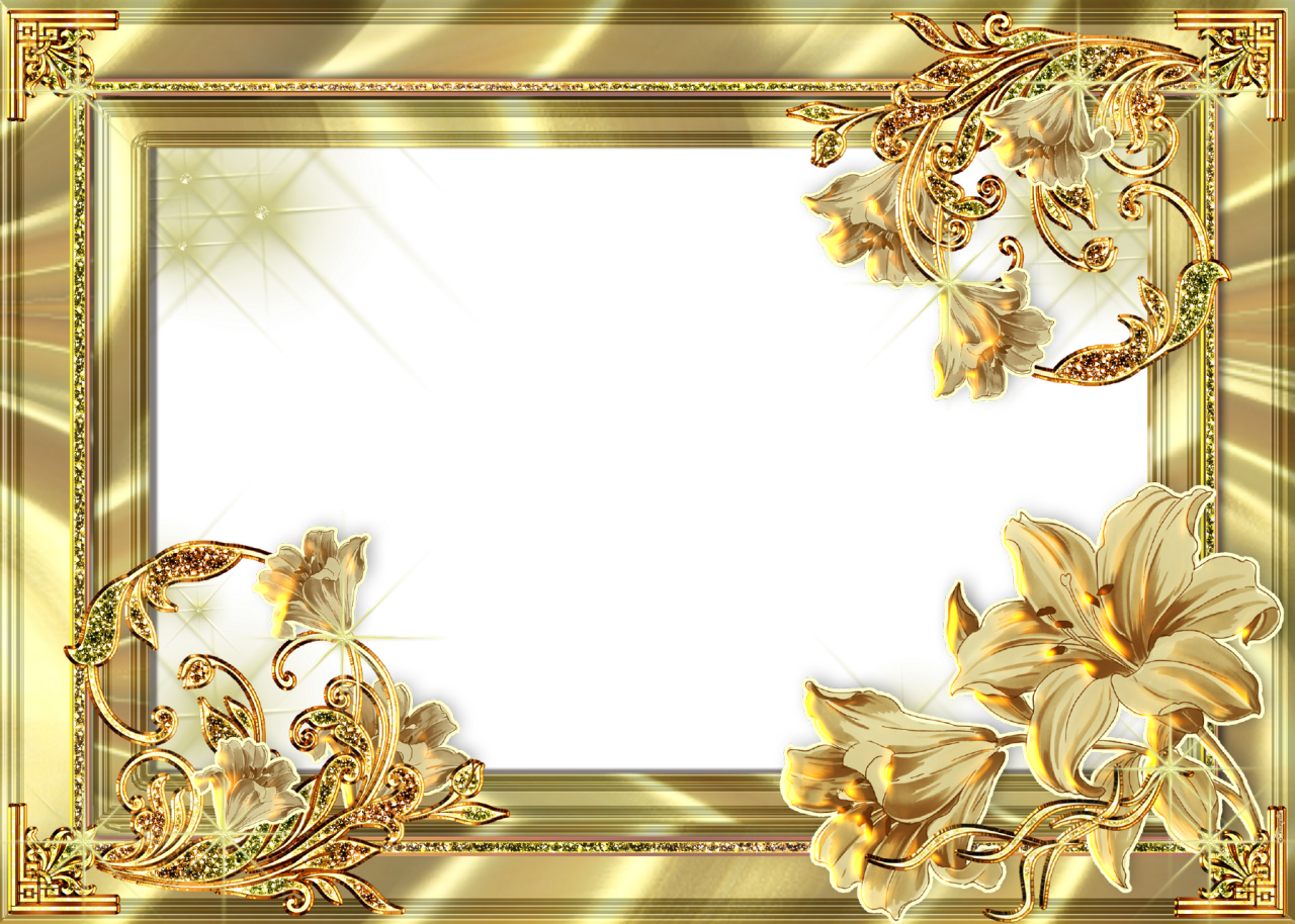 Imagem transparente de PNG de borda floral dourado