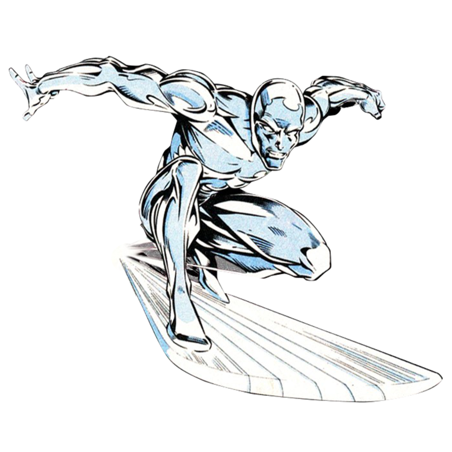 Zilveren surfer PNG-Afbeelding