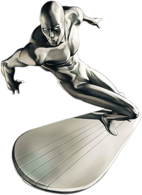 Zilveren surfer PNG Foto