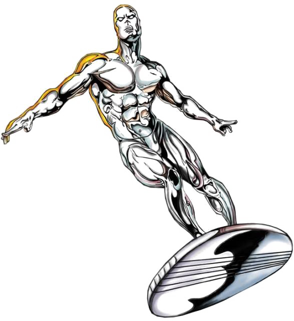Zilveren surfer PNG Transparant Beeld