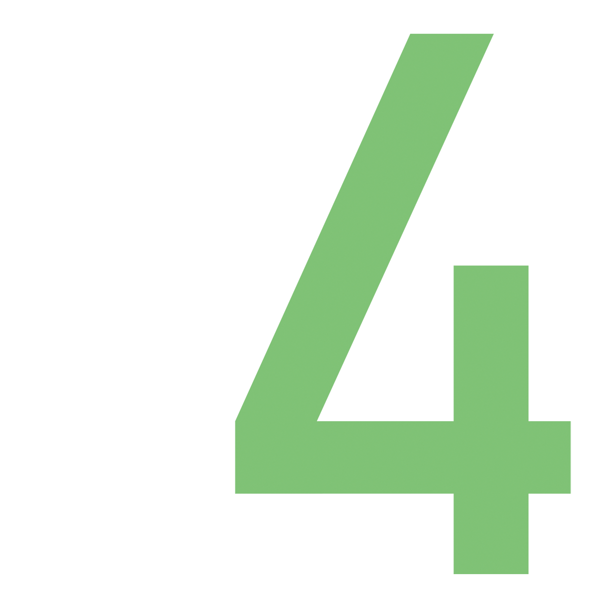 Символ числа четыре. Цифра 4 зеленая. Цифра 4 на прозрачном фоне. Цифра 4 зеленая на белом фоне. Четверка на прозрачном фоне.