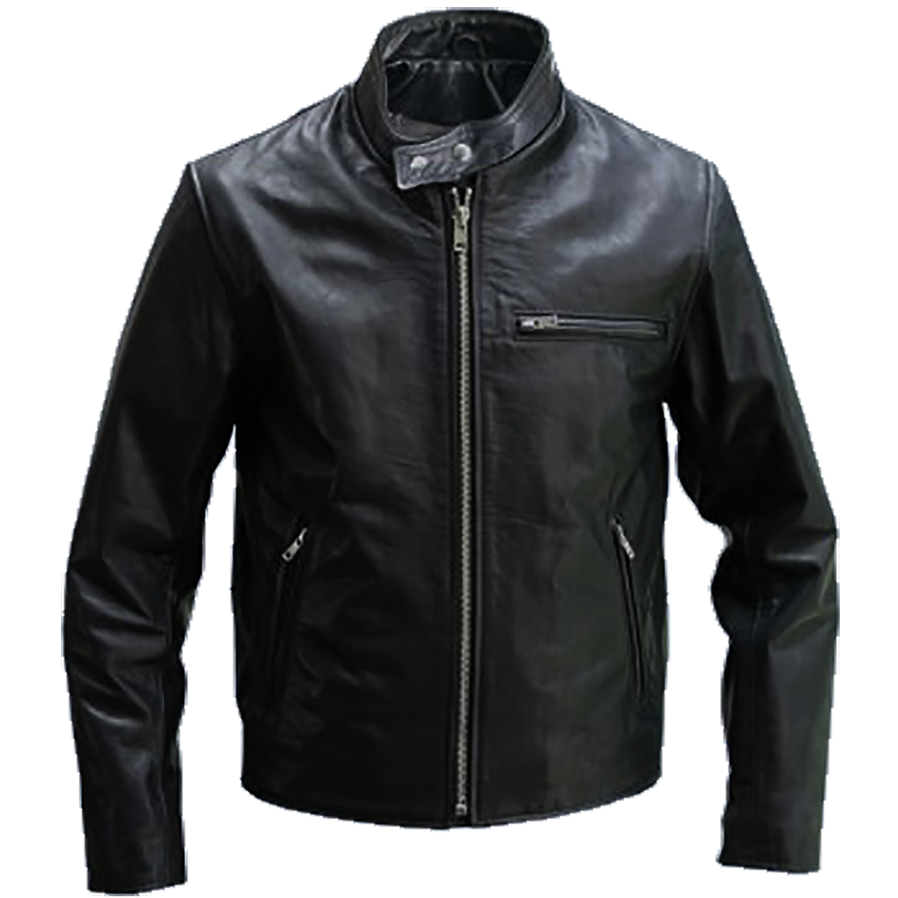 Black Biker Leather Jacket PNG High-Quality Image