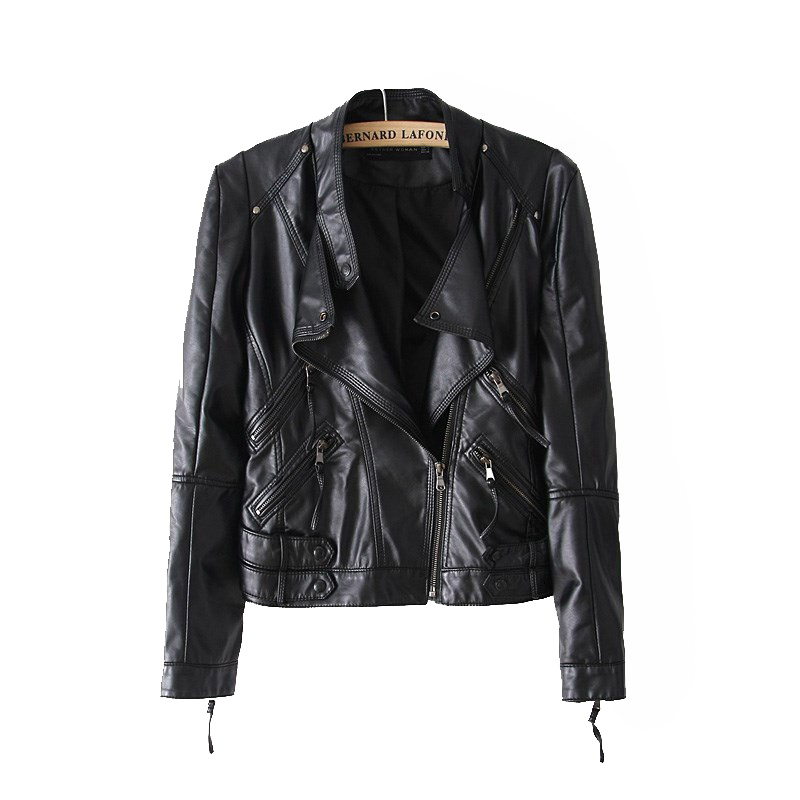 Black Biker Leather Jacket PNG Image