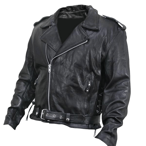 Black Biker Leather Jacket PNG Transparent Image