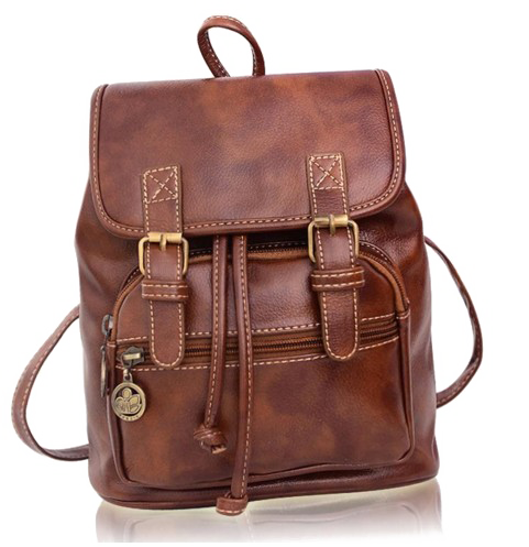 Brown Leather Backpack PNG High-Quality Image