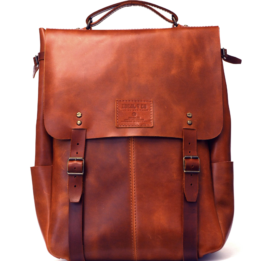 Brown Leather Backpack PNG Image
