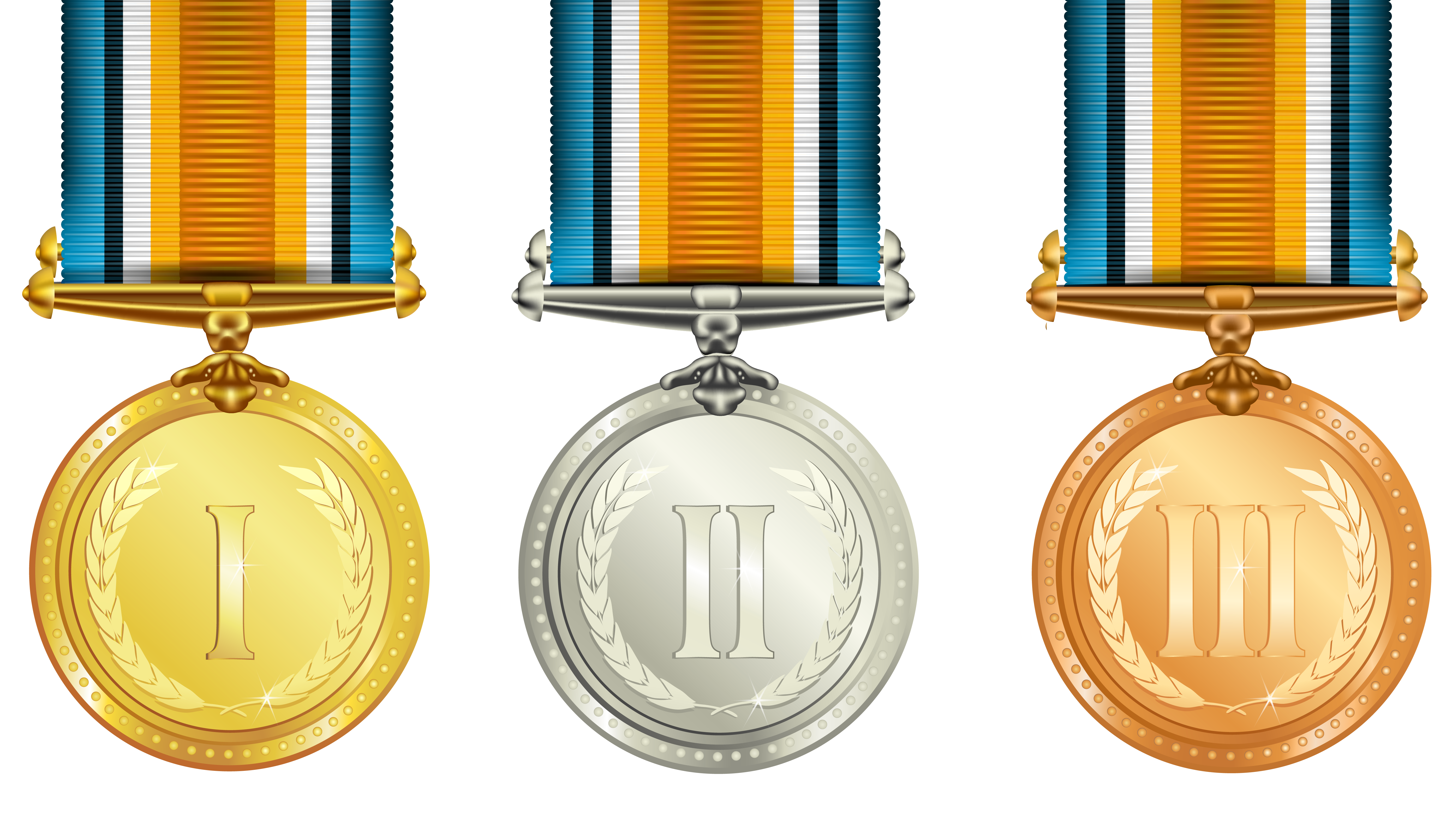 Gold Silver And Bronze Medals PNG Image