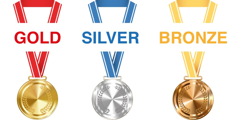 Gold Silver And Bronze Medals PNG Picture