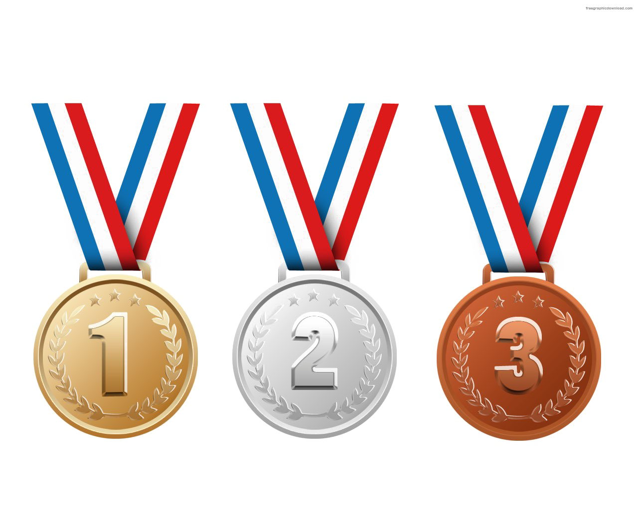 Gold Silver And Bronze Medals PNG Transparent Image