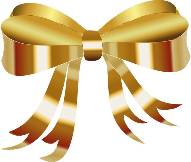Golden Bow Ribbon Free PNG Image