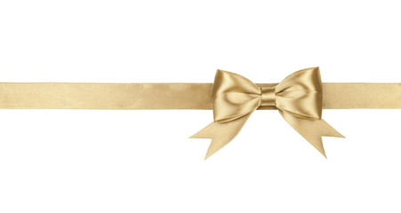 Golden Bow Ribbon PNG Transparent Image