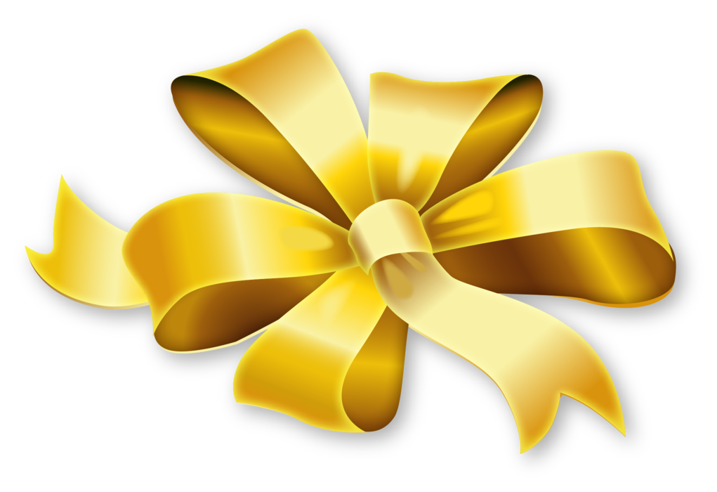 Golden Bow Ribbon Transparent Image