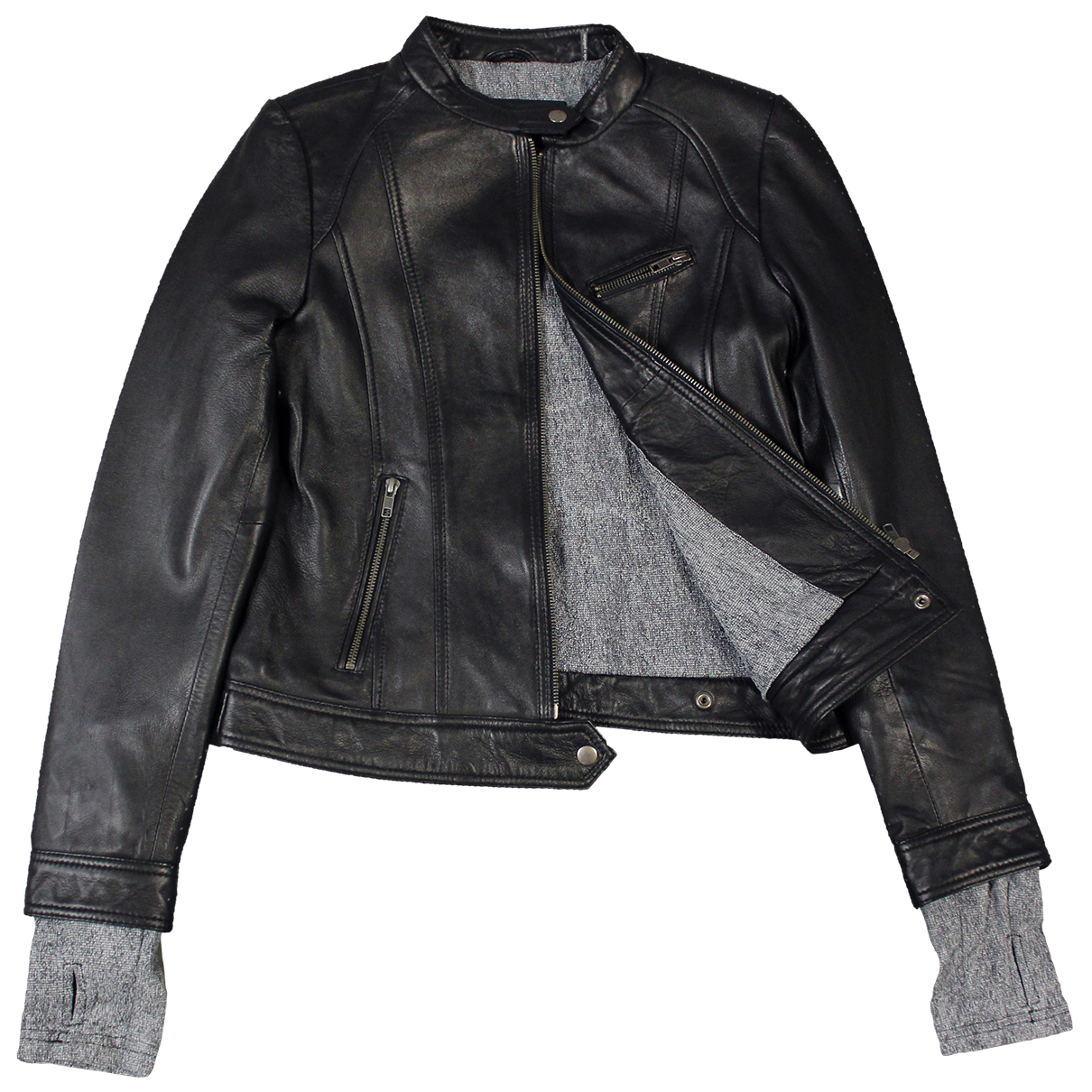Leather Jacket Ladies PNG Image with Transparent Background