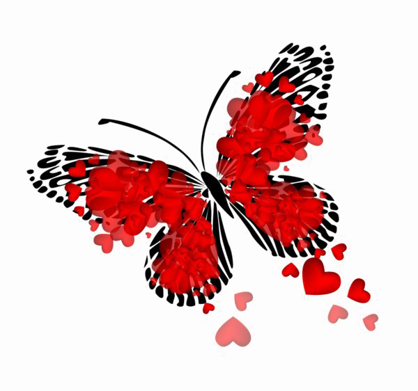 붉은 나비 PNG 투명 이미지