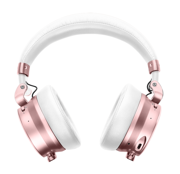Imagen de fondo PNG de auriculares de oro rosa