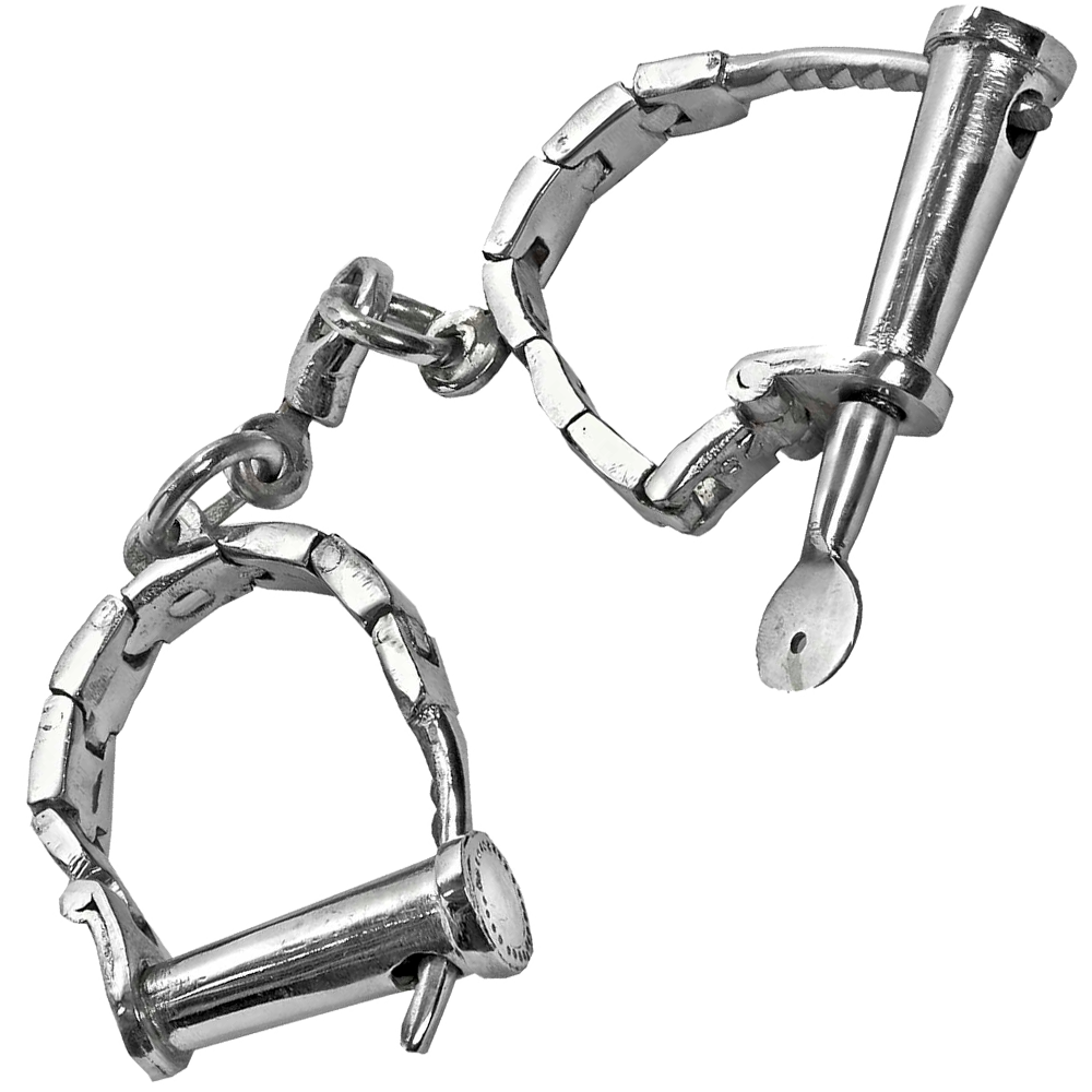 Silver Handcuffs PNG Background Image