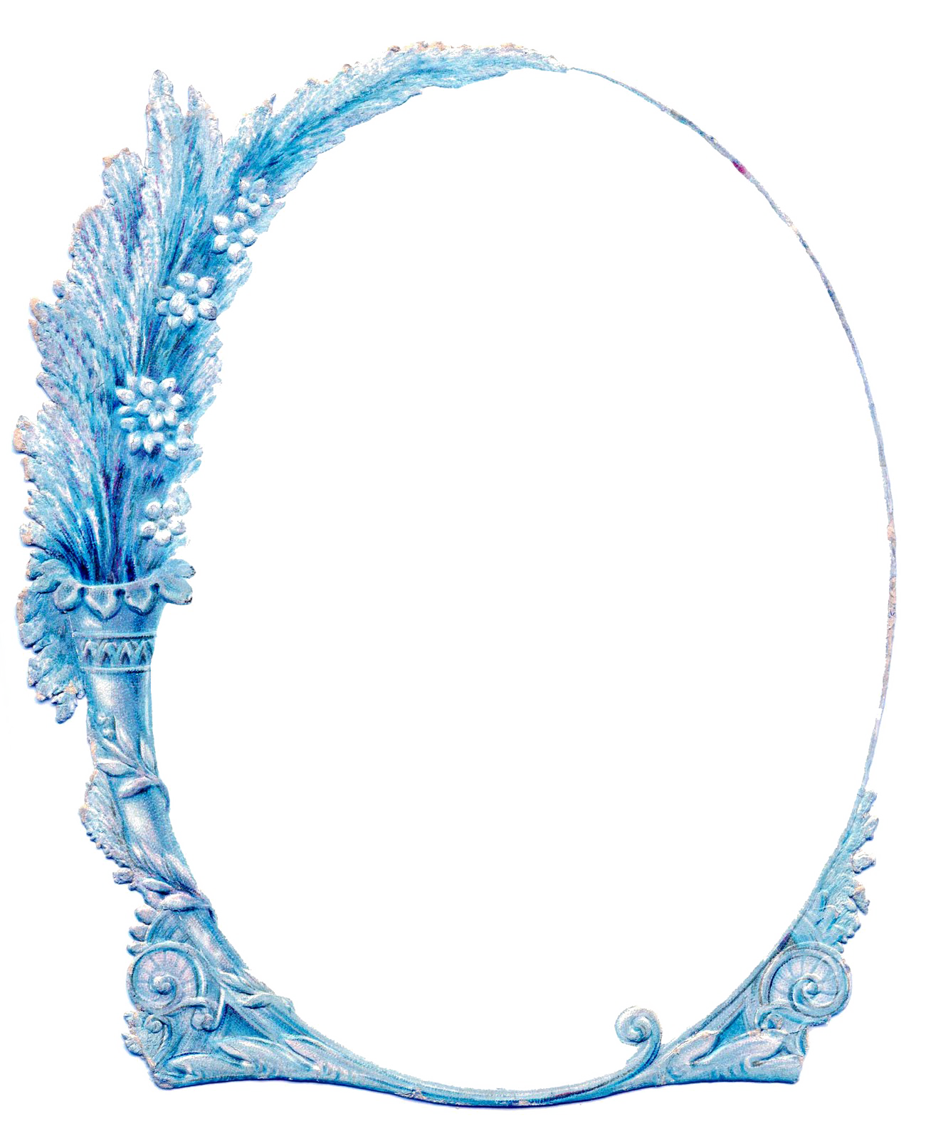 Turquoise bloemenrand PNG Download Afbeelding
