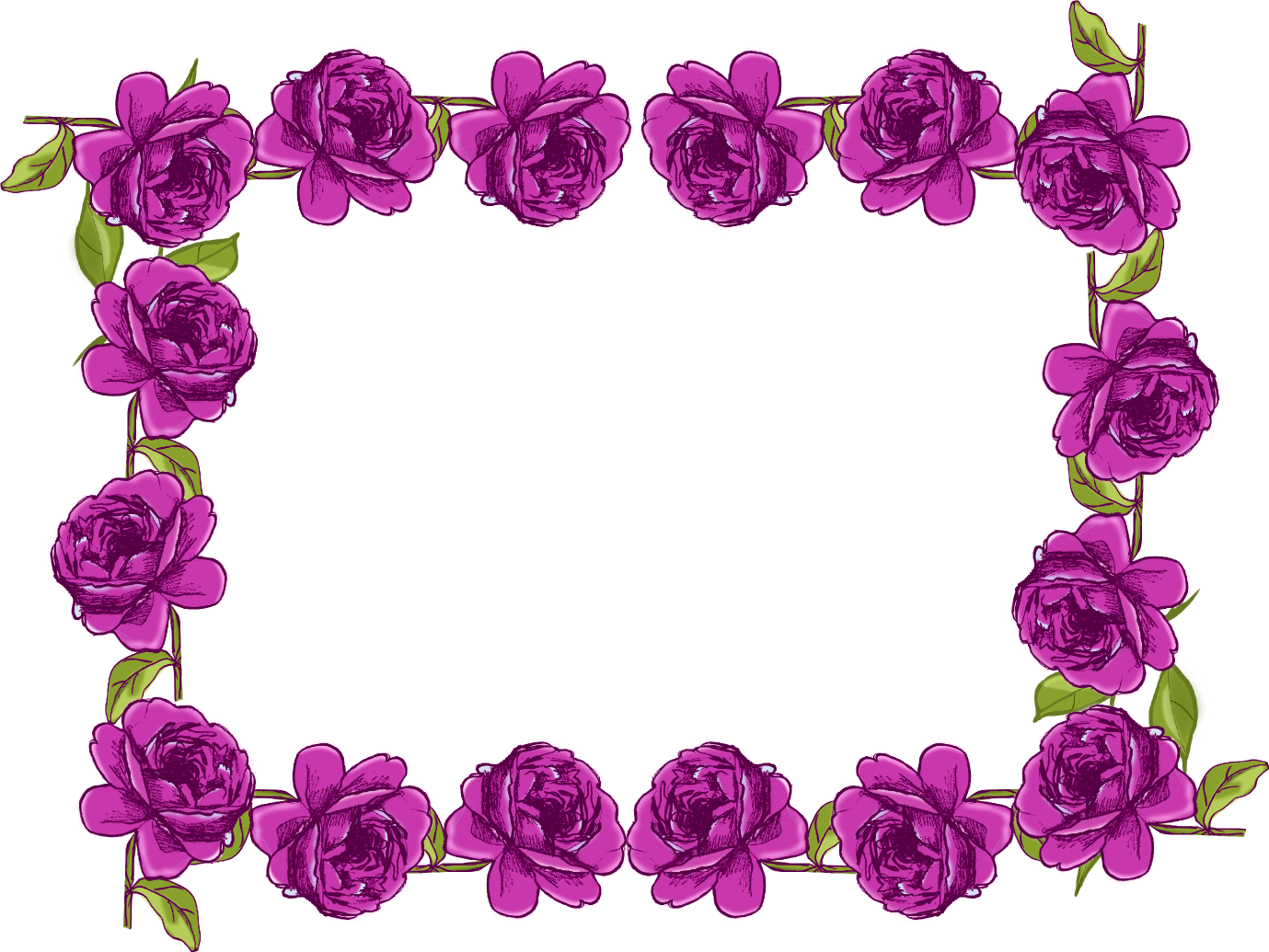 Violet Floral Border Free PNG Image
