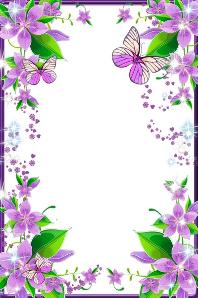 Violet Floral Border PNG Picture