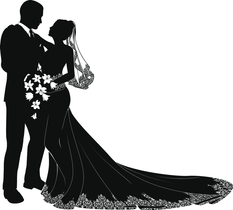 Wedding Couple Silhouette PNG Image Background