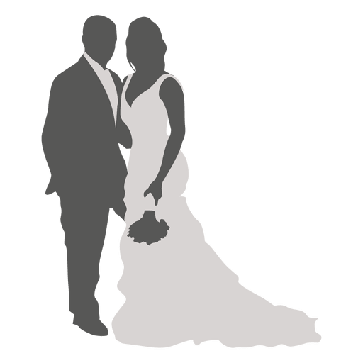 Wedding Couple Silhouette PNG Transparent Image