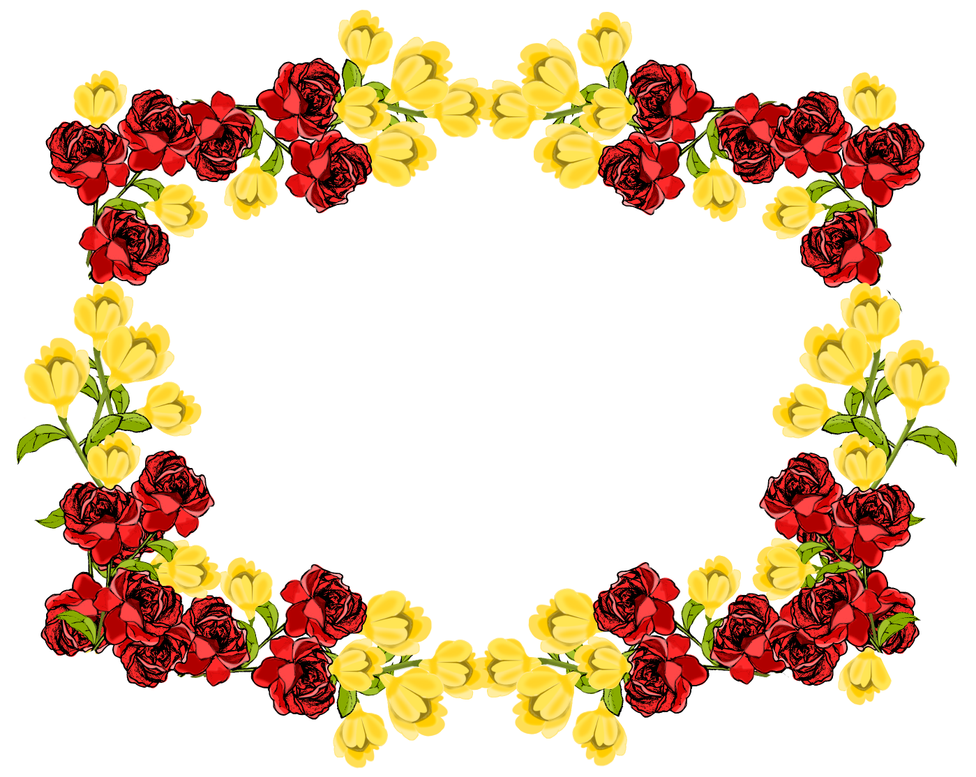 ดอกไม้สีเหลืองชายแดน PNG ภาพคุณภาพสูง