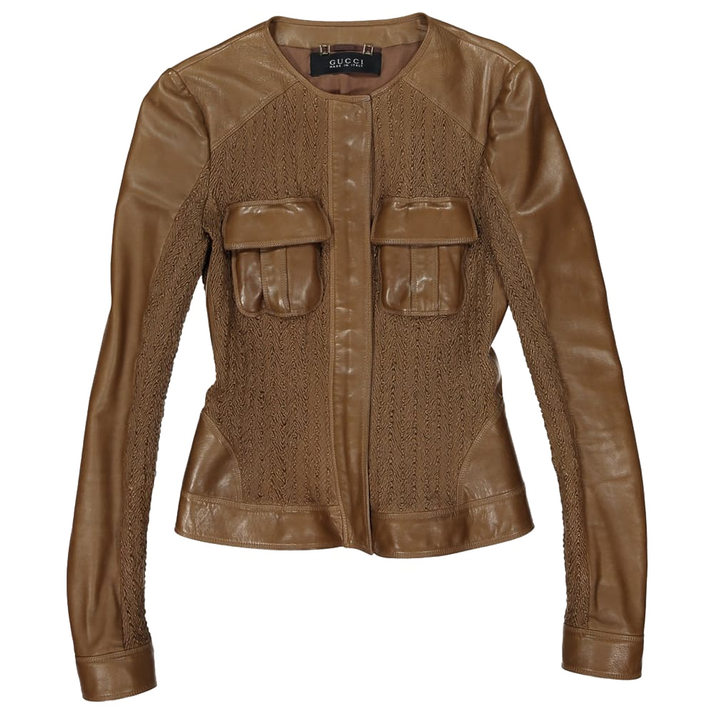 Fondo de imagen PNG de chaqueta de cuero marrón