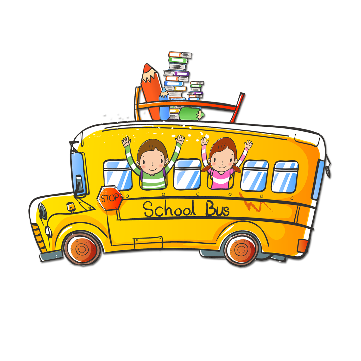 Cartoon schoolbus Transparante Afbeelding