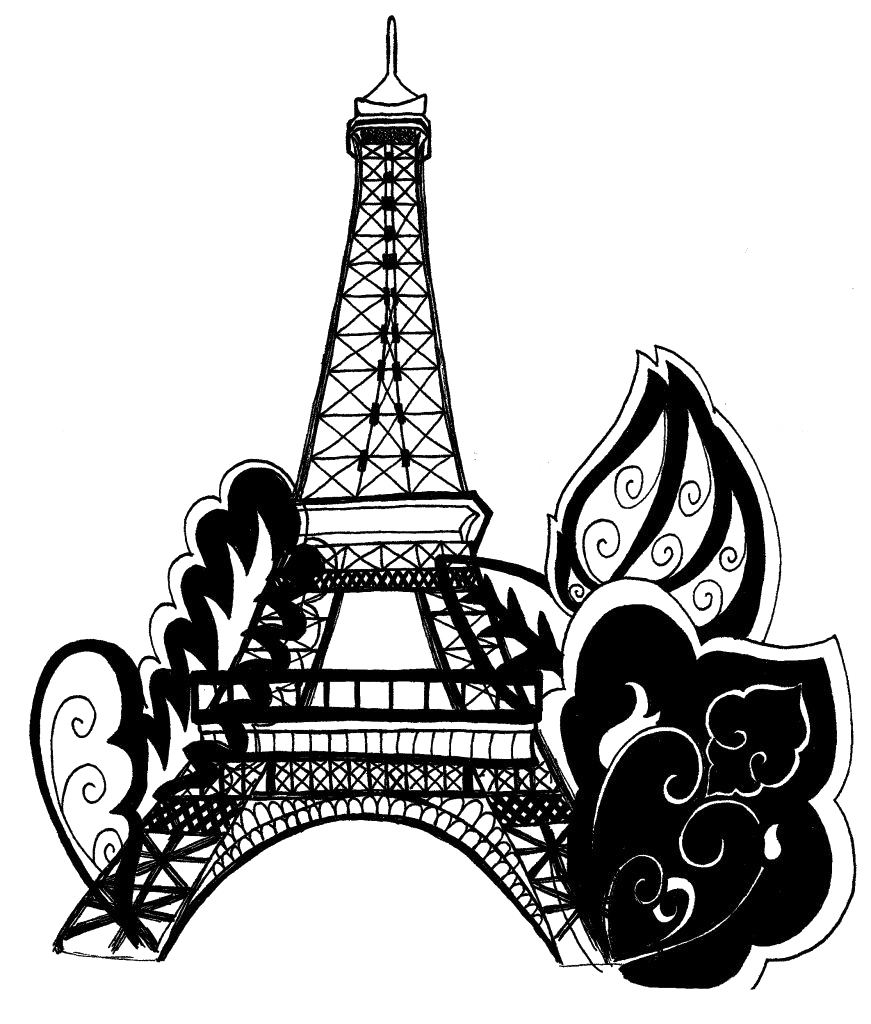 Eiffel Tower Silhouette PNG Background Image