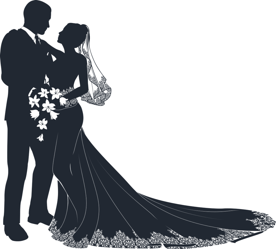 Groom dan Bride Silhouette PNG Gambar berkualitas tinggi