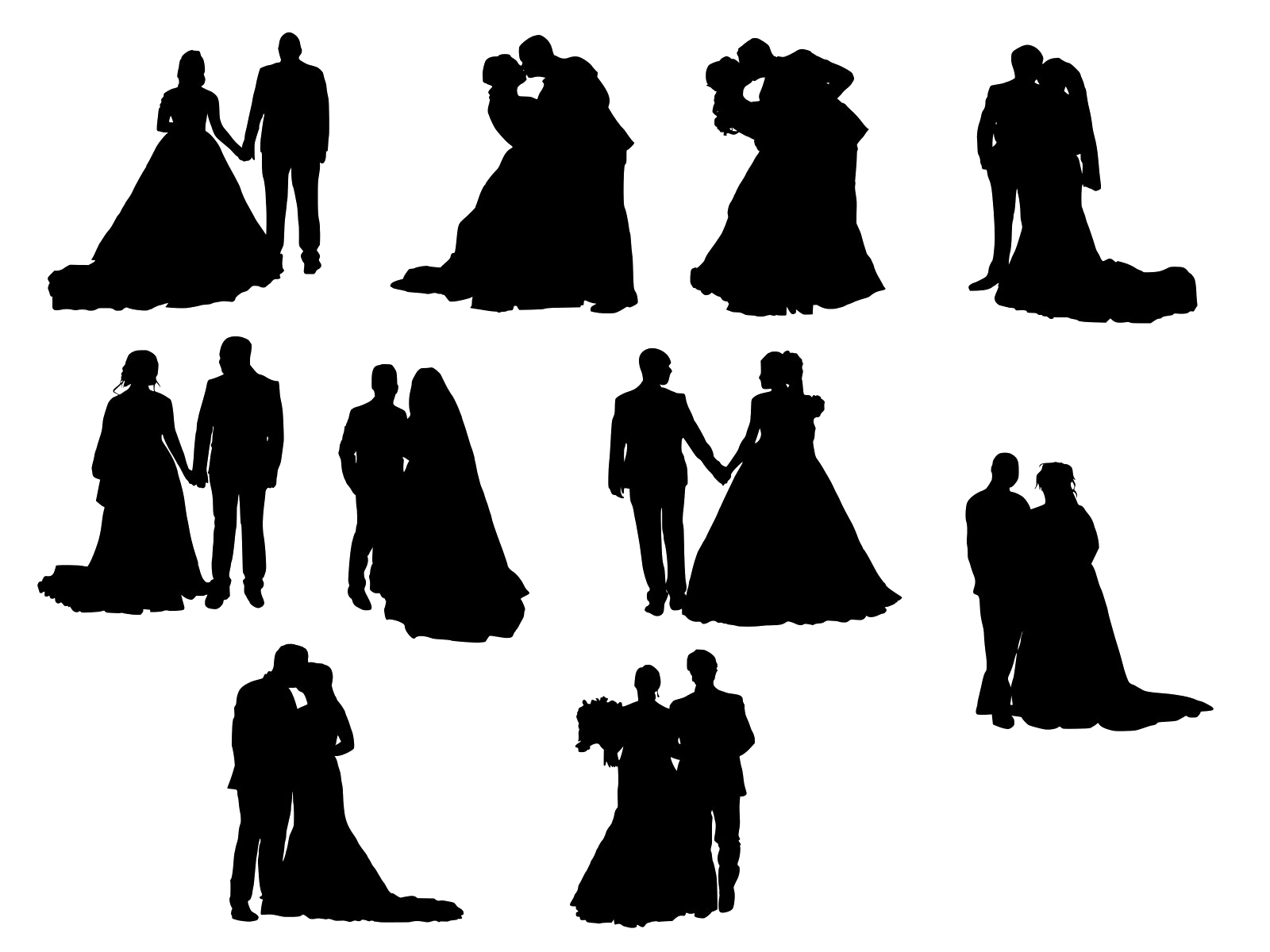 Groom And Bride Silhouette PNG Image