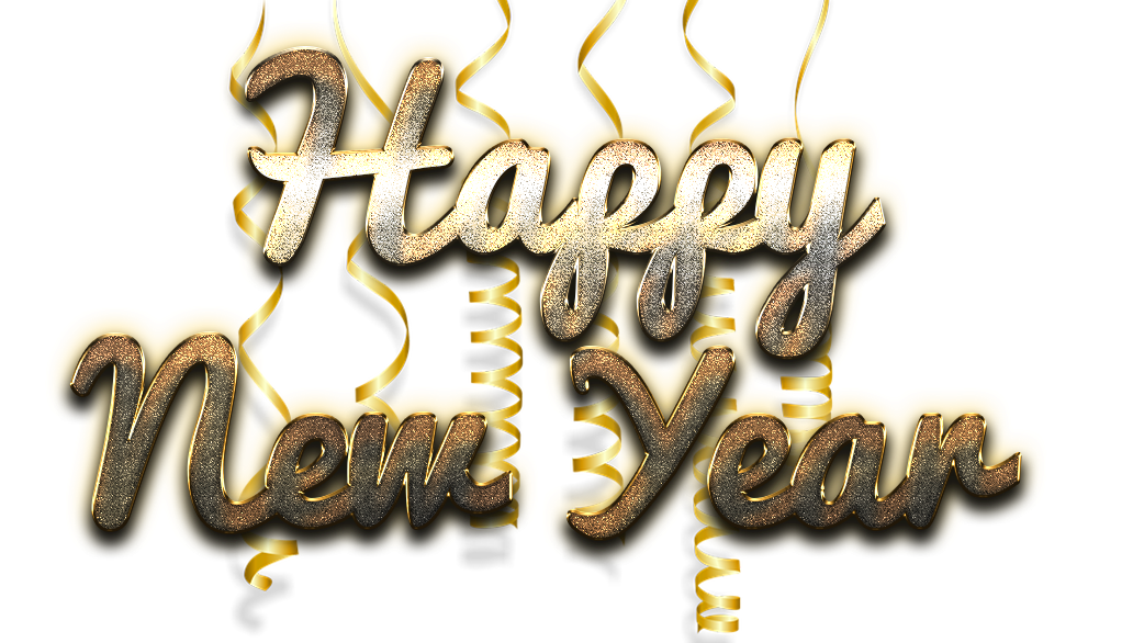 Happy New Year Word Art Free PNG Image
