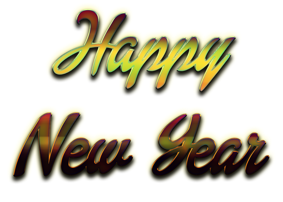 Happy New Year Word Art PNG Download Image