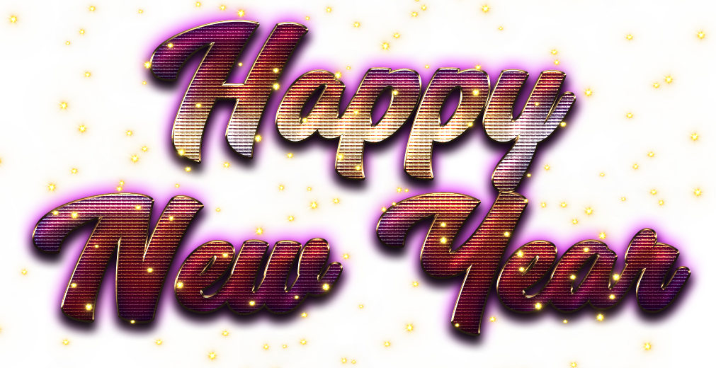 Happy New Year Word Art PNG Free Download